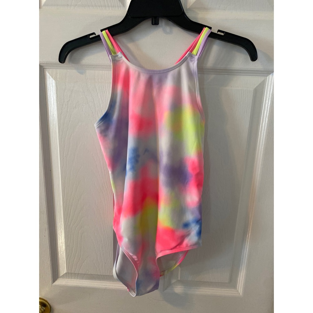The Childrens Place Girls XL 14 Tie Dye One Piece Swimsuit Multi Strappy Back